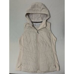 Smartwool Women's Off White Smartloft Hoodie Vest XS‎ Nano Puffer Quilted Zip